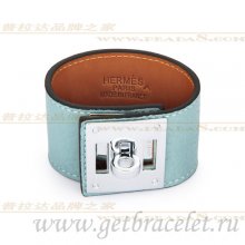 Hermes Kelly Dog Bracelet Blue With Silver